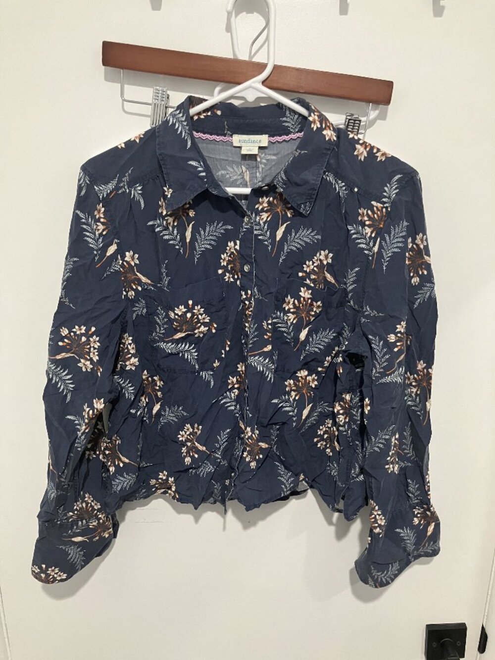 Sundance Women's Ryleigh Floral Button Front Shirt, Navy Multi, Size Large